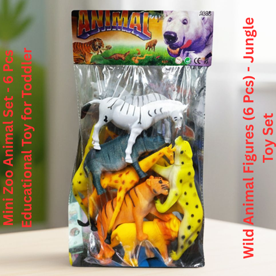 Picture of 6 Pcs Wild Animal Toy Set for Kids - Realistic Rubber Plastic Jungle Zoo Animals Figures,Mini Zoo Animal Set - 6 Pcs Educational Toy for Toddlers