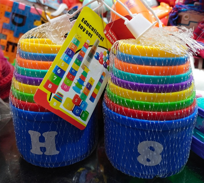 Picture of 9PCS Rainbow Stacking Cups Toy for Toddlers - Educational Number & Letter Learning Tower with Mini Bear
