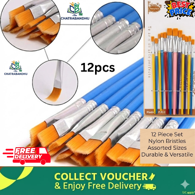 Picture of YUFAN 12 Pcs Artist Paint Brush Set - Nylon Hair Brushes for Acrylic, Watercolor & Nail Art  YUFAN Painting Brushes - 12 Pcs Pack   Professional YUFAN Brush Set - 12 Nylon Tips for All Mediums