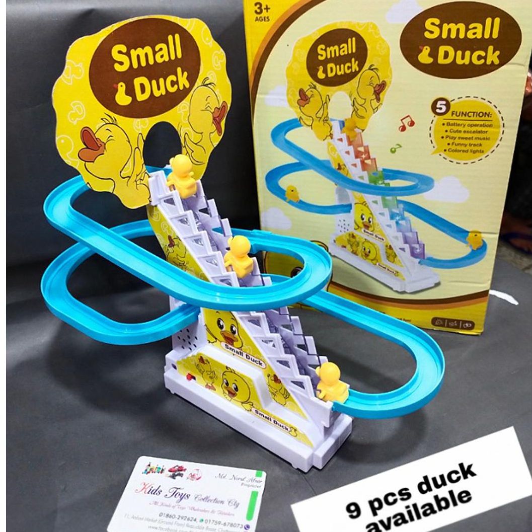 Picture of Duck Efficient Little Duck Track Slide Toys, Electric Duck Climbing Stairs Roller Coaster Toy Set, Children Roller Coaster Toy with LED Flashing Lights and Music