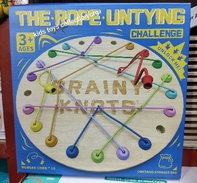 Picture of Wooden Tangled Rope Puzzle for Kids - Brain Teaser Knot Untying Game - Montessori Logic & Fine Motor Skill Toy