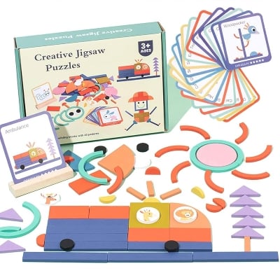Picture of Wooden Creative Jigsaw Puzzles Stick Toys Intelligence Game Montessori Early Educational Toys Sensory Thinking children Toy Wooden