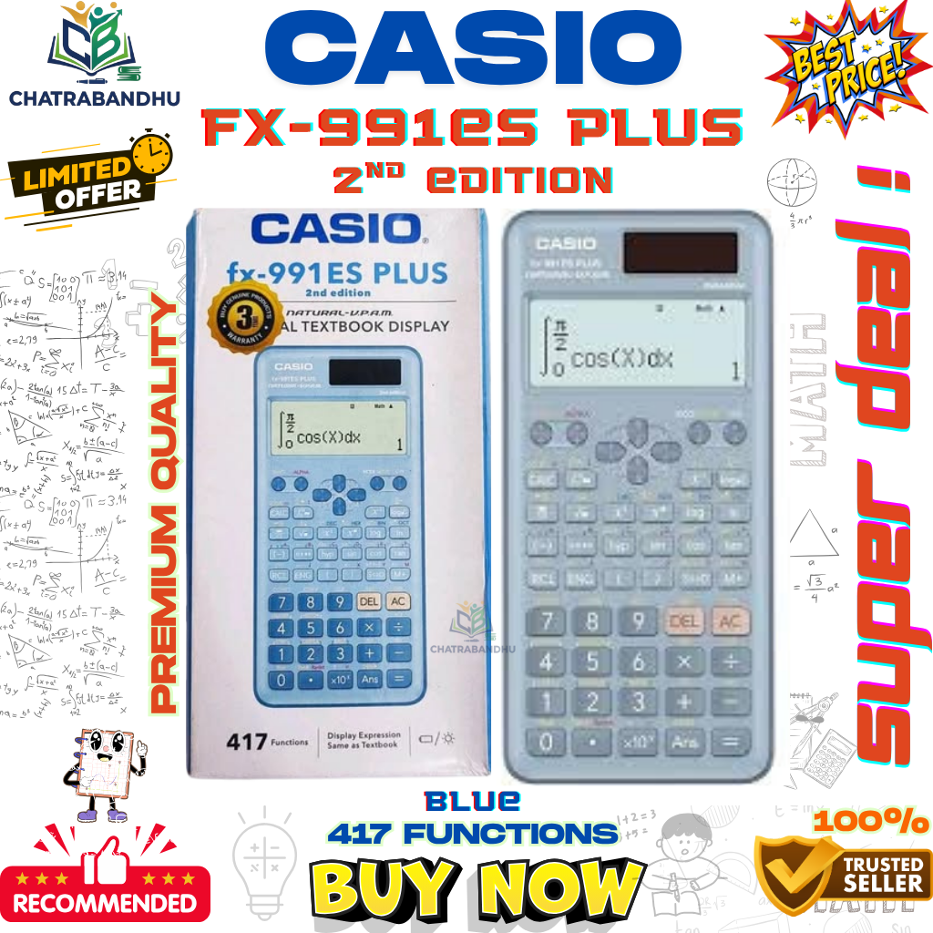 Picture of FX-991es plus (14 days return warrenty)(2nd Edition),(Thailand Variant), Scientific calculator Engineering best quality premium-ssc hsc engineering-black , pink ,yellow