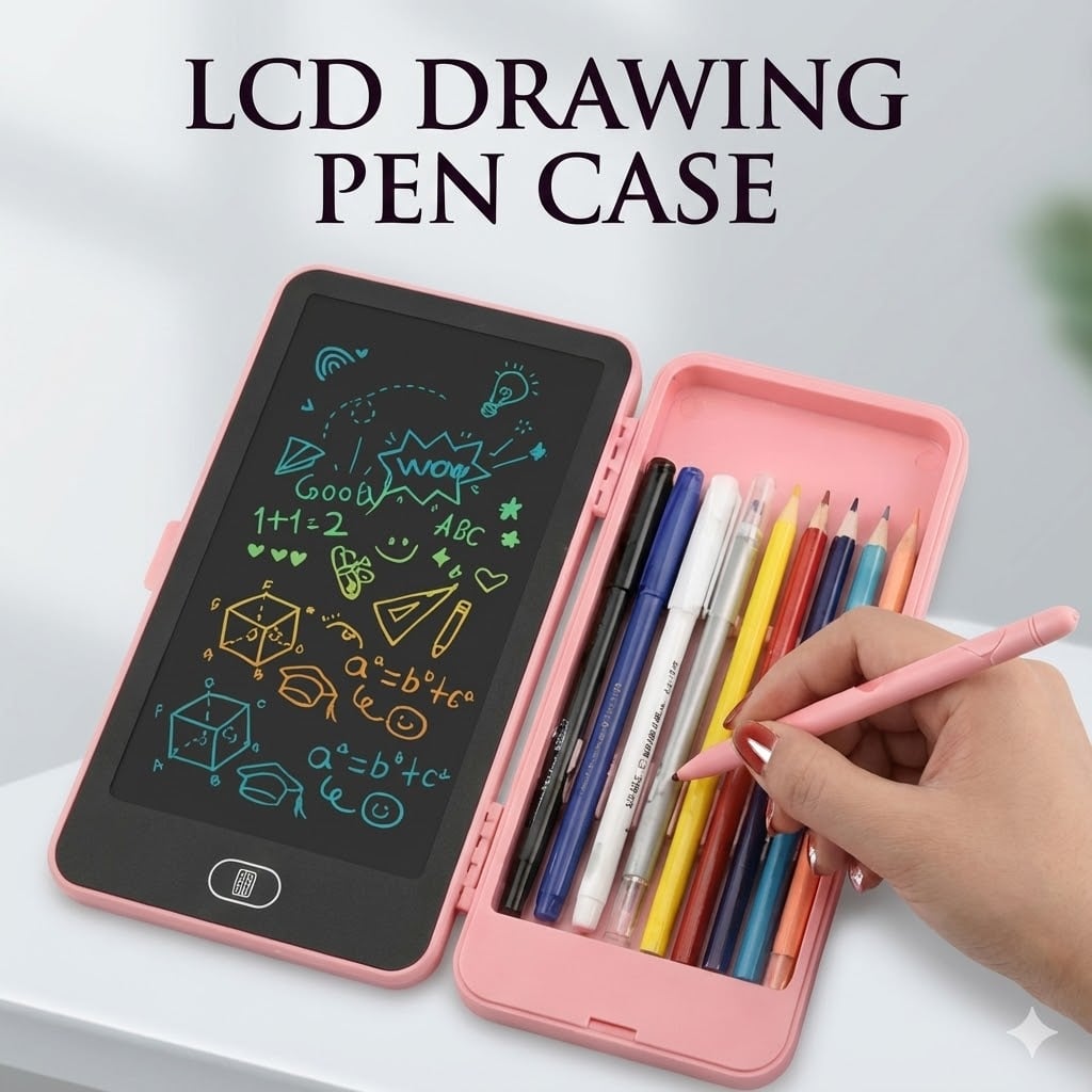 Picture of Smart LCD Drawing Pencil Case - 2-in-1 Digital Writing Tablet & Stationery Storage Box for Kids  LCD Writing Pencil Case - Smart Stationery Box  Digital Slate Pencil Box - Eco-friendly Drawing Case for School