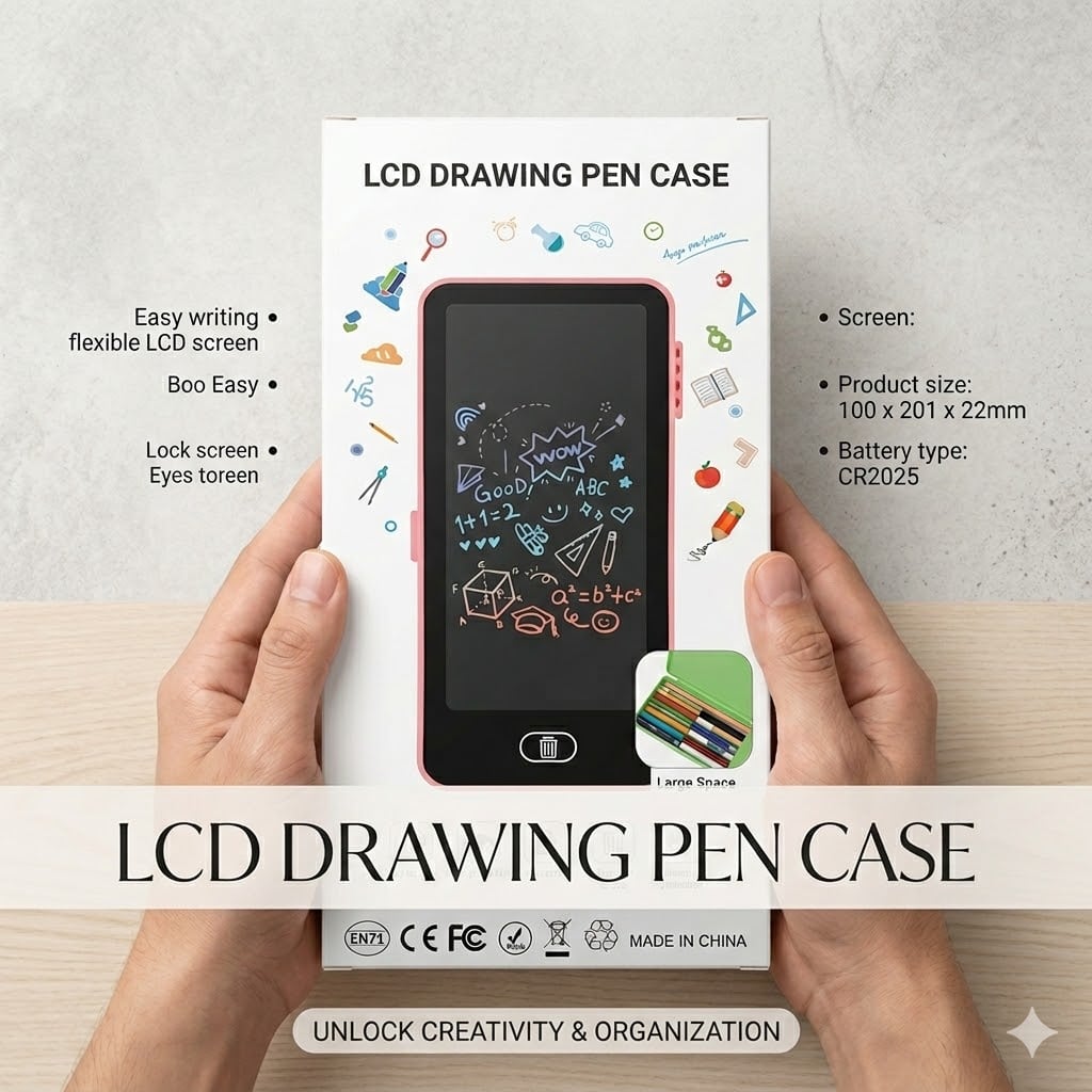 Picture of Smart LCD Drawing Pencil Case - 2-in-1 Digital Writing Tablet & Stationery Storage Box for Kids  LCD Writing Pencil Case - Smart Stationery Box  Digital Slate Pencil Box - Eco-friendly Drawing Case for School