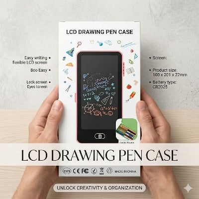 Picture of Smart LCD Drawing Pencil Case - 2-in-1 Digital Writing Tablet & Stationery Storage Box for Kids  LCD Writing Pencil Case - Smart Stationery Box  Digital Slate Pencil Box - Eco-friendly Drawing Case for School