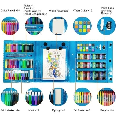 Picture of Drawing Art Set Painting Drawing Supplies 208 Pcs For Kids Box Artist Printing Art Set ,208 Pcs Kids Art Set in a Box - Complete Drawing, Painting & Coloring Kit for Boys & Girls