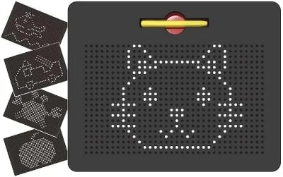 Picture of Magnetic Drawing Board with 380 Magnets - Erasable Magpad Writing Tablet for Kids - Sensory Montessori Toy with Pattern Cards,Magpad Magnetic Board - 380 Balls Drawing Tablet for Travel