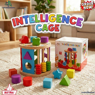 Picture of Wooden Intelligence Cage Toy for Toddlers - Shape & Color Sorting Educational Game - Occupational Therapy Aid for ASD,Educational Intelligence Cage - Brain & Hand Coordination Toy