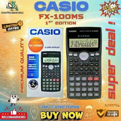 Picture of FX 100MS Scientific Calculator, Calculator (1st edition)(thailand variant)l– 300 Functions  – Non-Programmable – Exam Use Model, Calculator for students