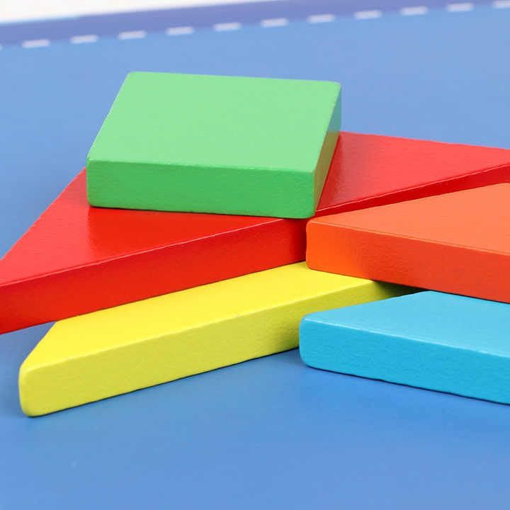 Picture of Magnetic Wooden Tangram Puzzle Book - Educational Brain Teaser Toy for Kids & Adults - Travel Friendly Logic Game