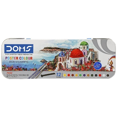 Picture of DOMS Poster Colour Set (12 Shades x 10ml) - Smooth Matte Finish Paint with Free Agitator for Students & Artists