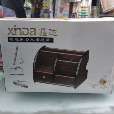Picture of Xinda Wooden Desk Organizer & Pen Holder - Multifunctional MDF Office Stationery Stand for Mobile & Cards (BIG SIZE)