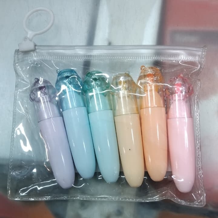 Picture of Cat Paw Mini Highlighters (Set of 6) - Cute Capsule Shaped Marker Pens with Chisel Tip for School & Journaling