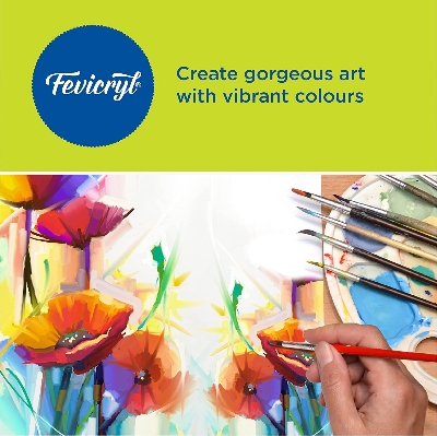 Picture of ORGINAL Fevicryl Acrylic Colours Sunflower Kit (10 Shades x 15ml) - DIY Fabric & Multi-Surface Painting Set