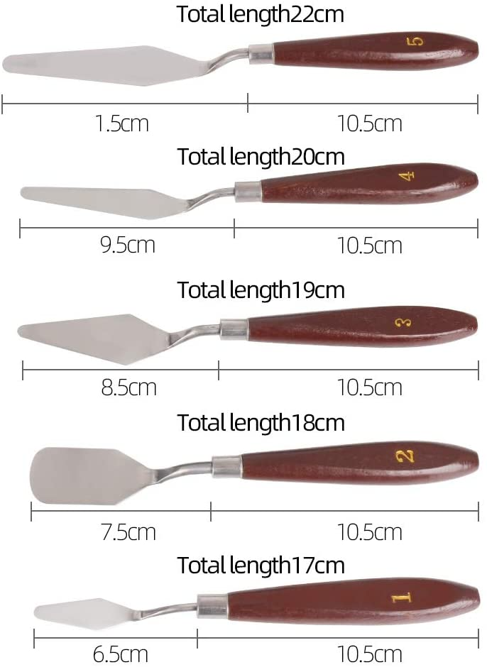 Picture of Artist Palette Knife Set (5 Pcs) - Stainless Steel Spatula with Wooden Handle for Oil & Acrylic Painting,Professional Painting Knife Set - 5 Pcs Stainless Steel Spatulas