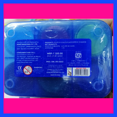Picture of DOMS Poster Colour Set 6 Shades (10ml each) - With Free Dual Brush & Agitator - Vibrant Painting Kit for Kids