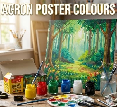 Picture of Acron Poster Colours Gulliver Kit (12 Shades x 10ml) - Rich Pigment Matte Finish Art Paint for Students (Made in India)