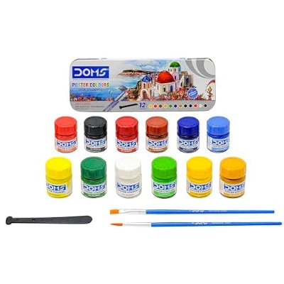 Picture of DOMS Poster Colour Set (12 Shades x 10ml) - Smooth Matte Finish Paint with Free Agitator for Students & Artists