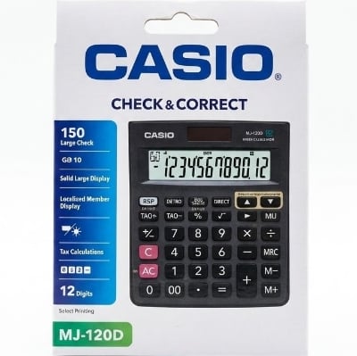 Picture of MJ-120D Desktop Calculator - 12 Digit 150 Steps Check & Correct with Tax Function MJ-120D Calculator - Tax & Check  Best Business Calculator - MJ-120D (Check & Correct)
