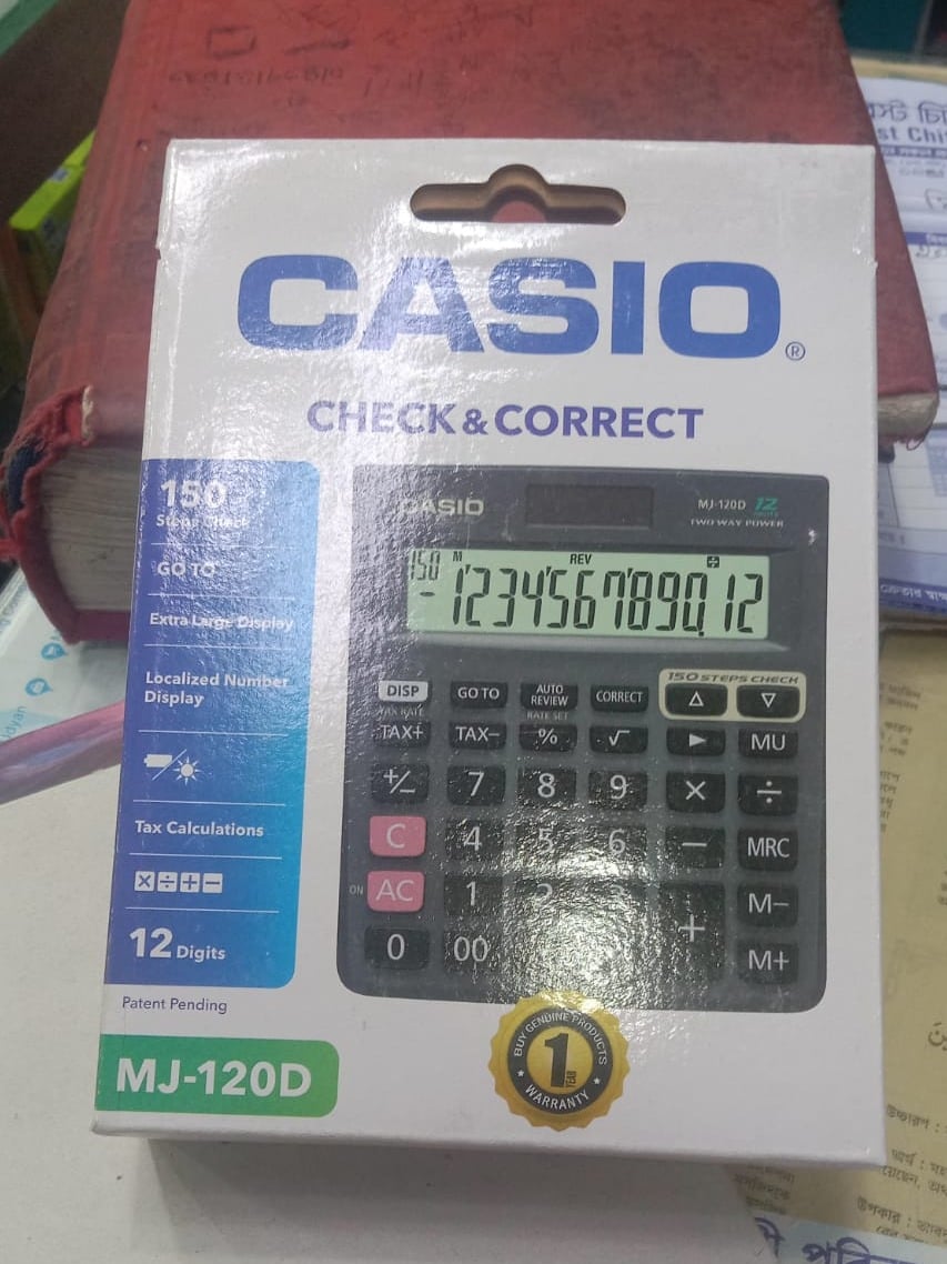 Picture of MJ-120D Desktop Calculator - 12 Digit 150 Steps Check & Correct with Tax Function MJ-120D Calculator - Tax & Check  Best Business Calculator - MJ-120D (Check & Correct)