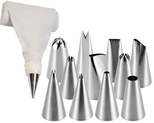 Picture of Cake Decorating Turntable Combo - 28cm Stand, 12 Nozzles, 10 Piping Bags & 3 Scrappers  : 4-in-1 Cake Decorating Kit with Turntable  Ultimate Baking Combo - Turntable, Nozzles & Tools Set
