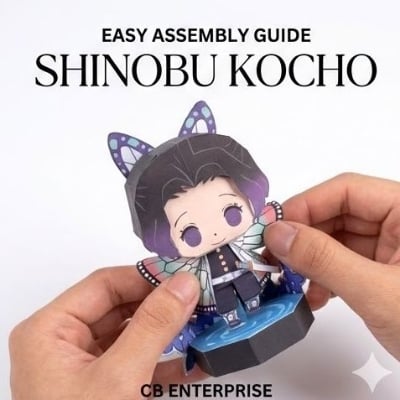 Picture of Shinobu Kocho Papercraft Template - Demon Slayer DIY 3D Paper Model Figure  Shinobu Kocho Chibi Paper Doll Kit   DIY Insect Hashira Shinobu - Demon Slayer Papercraft Toy