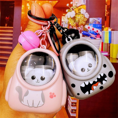 Picture of Cute Light-up Astronaut Keychain - LED Animal Night Light Bag Charm for Kids & Students Mini Astronaut Light Keychain  Creative Space Capsule Keyring - Light Up Bear & Cat Bag Pendant