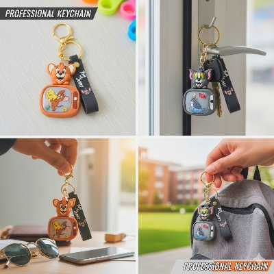 Picture of om and Jerry 3D Light-up Keychain - Cute Cartoon LED Keyring for Kids & Fans   Tom & Jerry LED Keychain  3D Cartoon Bag Charm - Tom and Jerry Light Key Holder