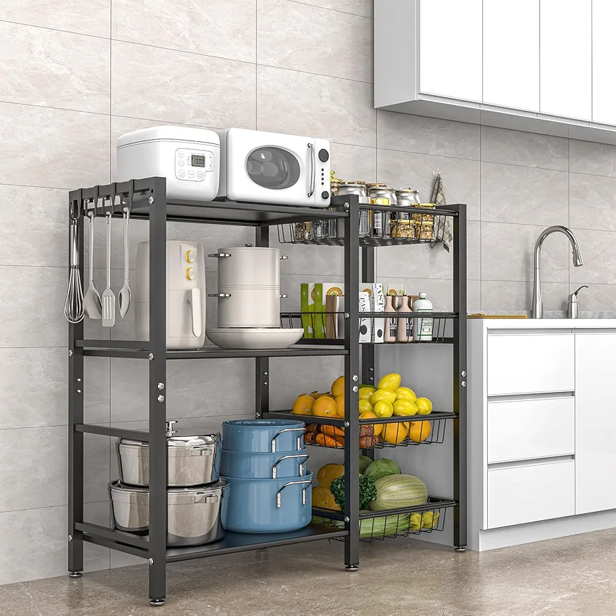 Picture of  Rack Kitchen Baker's Rack - Utility Microwave Oven Stand with Steel Mesh Baskets