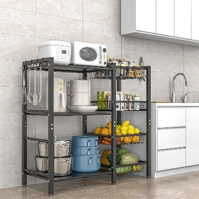Picture of  Rack Kitchen Baker's Rack - Utility Microwave Oven Stand with Steel Mesh Baskets