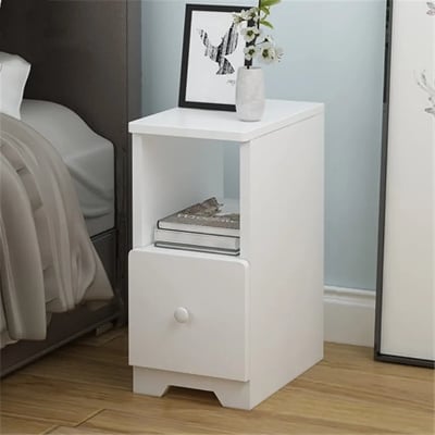 Picture of Bedside Table Simple Modern Mini Bedside Small Cabinet Bedroom Small Storage Locker Narrow Side Table (Color : White, Size : 45x20x32cm