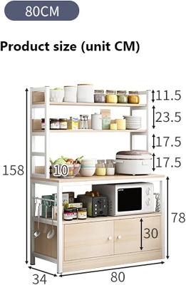 Picture of Kitchen Baker 4-Tier Shelf Microwave Oven Stand with Storage Kitchen Baker's Rack Standing Baker's Racks (Color : Walnut, Size : Free Size