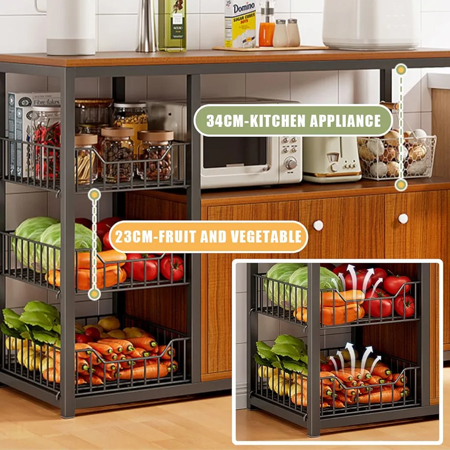 Picture of Floor Multi-Layer Storage Rack, Furniture Kitchen Bakers Rack Oven Multi-Function Cabinet Storage Cabinet Kitchen Rack (Size : 120X30X80CM)