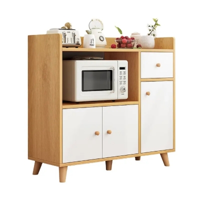 Picture of Modern Wood Buffet Sideboard, Utility Kitchen Storage Cabinet with Open Storage, Entryway Serving Storage Cabinet Doors-Dining Room Console