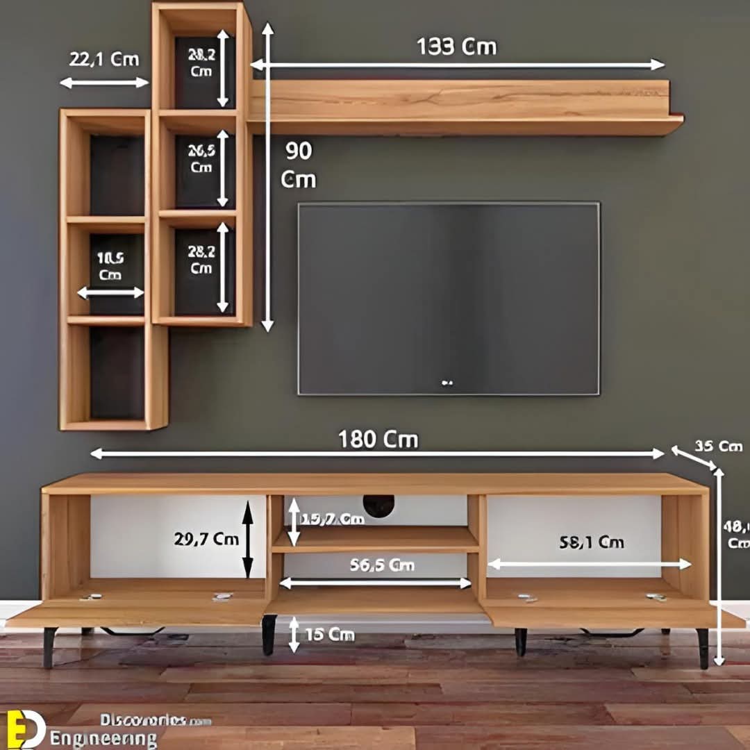 Picture of Modern Entertainment Center for Media Cable Box Telescopic TV Cabinet Minimalist Entertainment Center Board TV Stand with Storage Cabinet TV Console for Living Room Bedroom