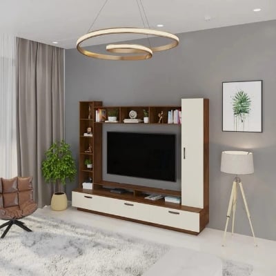 Picture of MACWUD Carlo Engineered Board TV Entertainment Unit Set Top Box Stand | TV Cabinet for Living Room with Wall Shelf Display Rack, Wall Mounted TV Unit - Ideal for Upto Size 55