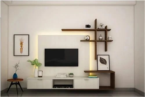 Picture of MACWUD Carlo Engineered Board TV Entertainment Unit Set Top Box Stand | TV Cabinet for Living Room with Wall Shelf Display Rack, Wall Mounted TV Unit - Ideal for Upto Size 55