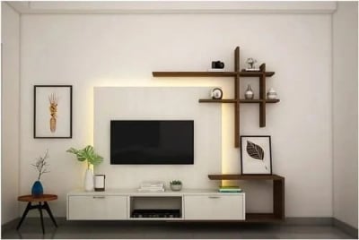 Picture of MACWUD Carlo Engineered Board TV Entertainment Unit Set Top Box Stand | TV Cabinet for Living Room with Wall Shelf Display Rack, Wall Mounted TV Unit - Ideal for Upto Size 55