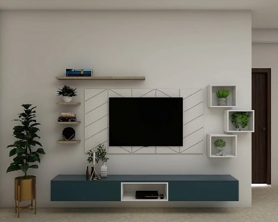 Picture of MACWUD Carlo Engineered Board TV Entertainment Unit Set Top Box Stand | TV Cabinet for Living Room with Wall Shelf Display Rack, Wall Mounted TV Unit - Ideal for Upto Size 55