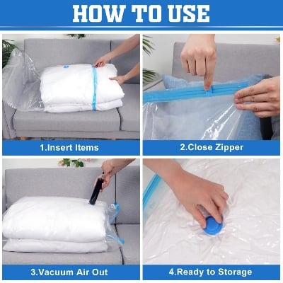 Picture of Vacuum Storage Bags - Save up to 80% Space and Protect Items From Dust, Insects, Germs - Perfect Solution For Organising Home and Travel - Ideal for Clothes, Bedding, Blanket, Pillows, Sweater, Dress and More