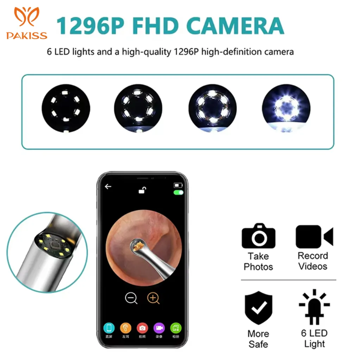 Picture of Ear Cleaner with Camera Set HD Ear Sticks Otoscope USB C Charging Endoscope Wax Removal Tool Earpick Ear Cleaning Set NK3 Pro