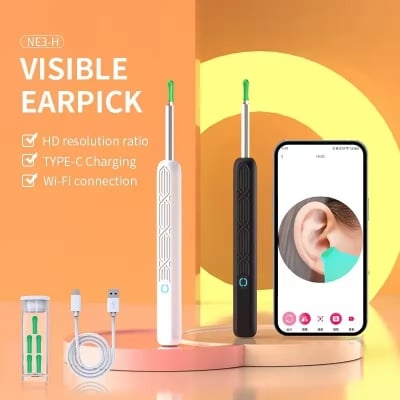 Picture of Ear Cleaner with Camera Set HD Ear Sticks Otoscope USB C Charging Endoscope Wax Removal Tool Earpick Ear Cleaning Set NK3 Pro