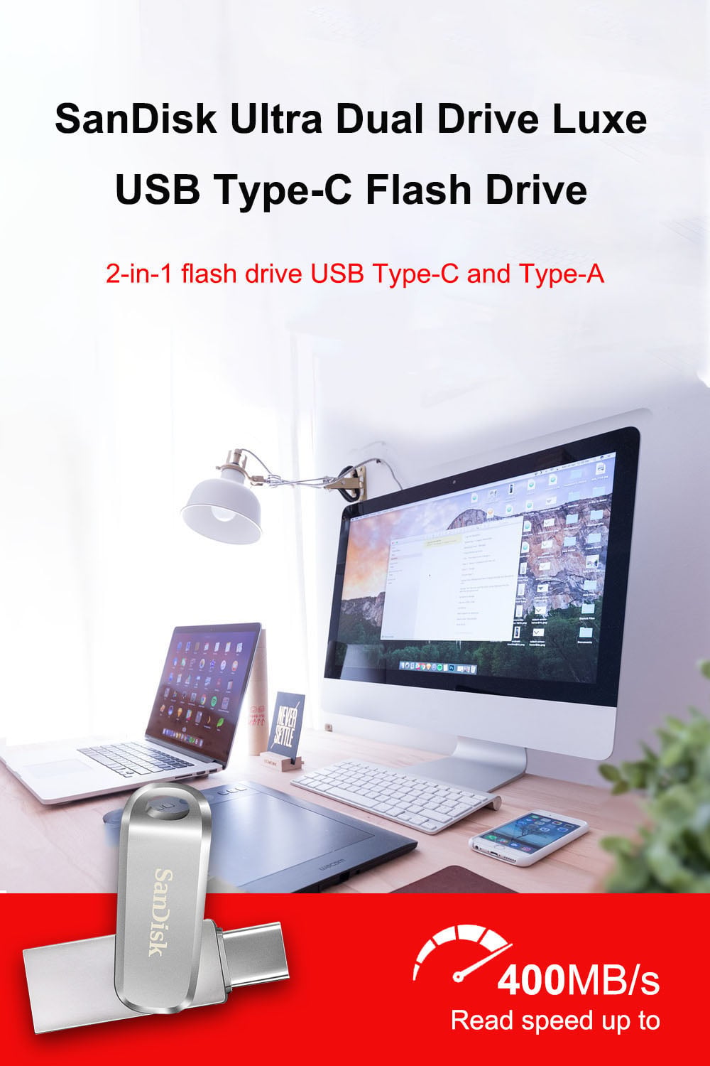 Picture of SanDisk Ultra Dual Drive Luxe 256GB USB 3.1 OTG SDDDC4 USB Flash Stick New Stock Metal Material USB Type-C