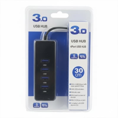 Picture of 4 ports of high speed USB hub high-speed USB 3.0 SPLETER BLACK
