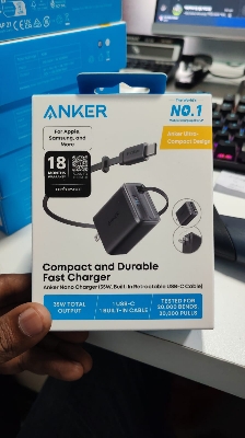 Picture of Anker Nano Charger 35W, Built-In Retractable USB-C Cable (Black)