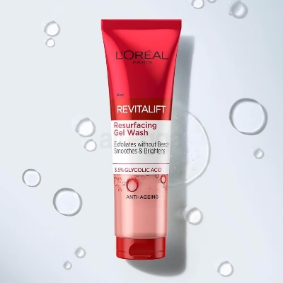 Picture of L’Oréal Revitalift Resurfacing Gel Wash 150ml – Glycolic Acid Face Cleanser for Smooth & Bright Skin (GR) - White