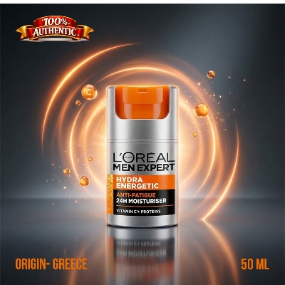 Picture of L’Oréal Men Expert Hydra Energetic Anti-Fatigue Moisturiser 50ml – Vitamin C Daily Face Cream for Men (FR) - Yellow