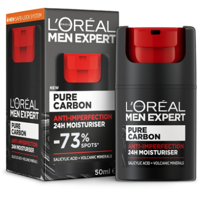 Picture of L’Oréal Men Expert Pure Carbon Anti-Imperfection Moisturiser 50ml – Oil Control & Acne Care for Men (GR) - Black