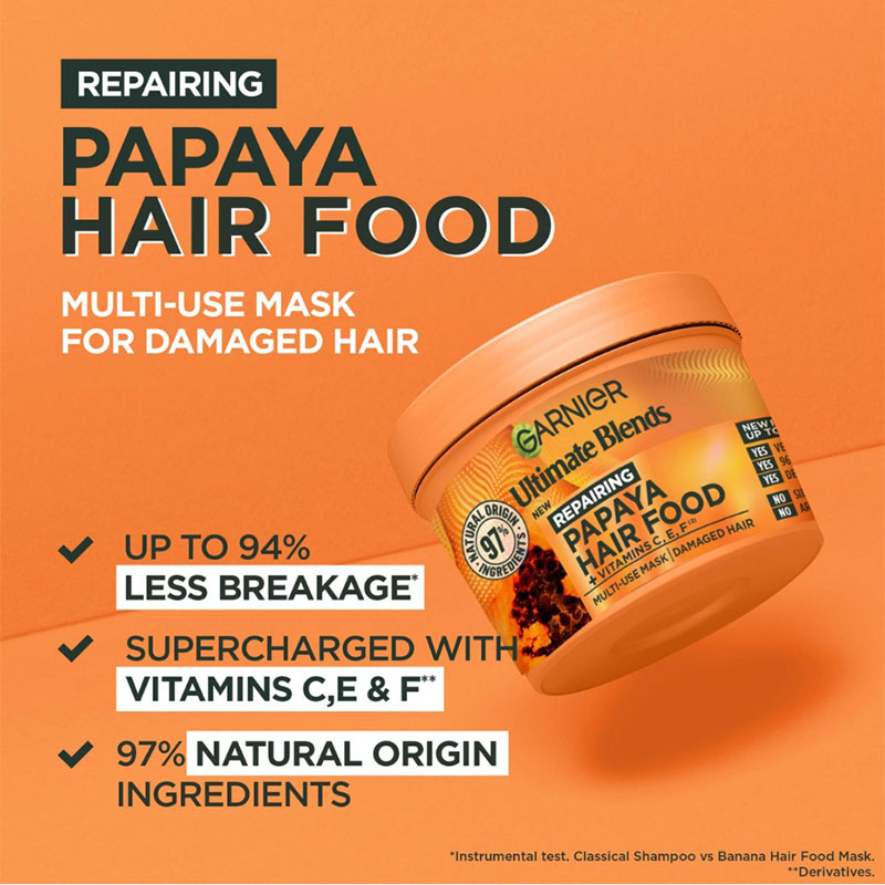 Picture of Garnier Ultimate Blends Papaya Hair Food Multi-Use Hair Mask for Damaged Hair – 390ml